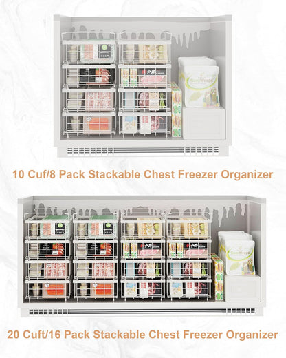 UMDONX 4-Pack Expandable Stackable Large Freezer Storage Boxes | Adjustable Sizes From 11.4 Inches to 17.9 Inches, Suitable for 10-20 Cubic Foot Freezers, Black