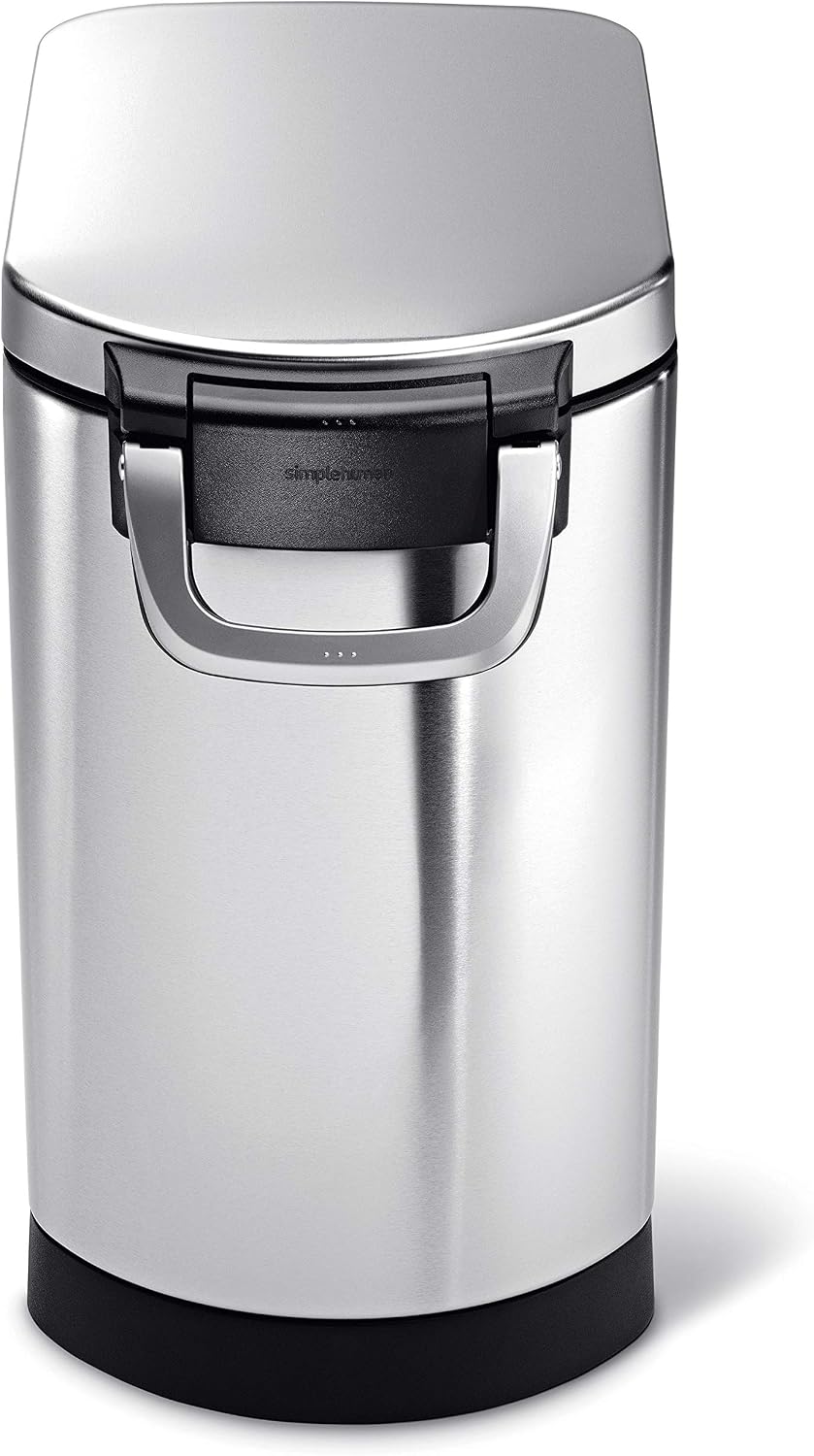 35 Liter, 40 lb / 18.1 kg X-Large Pet Food Storage Container for Dog Food, Cat Food, and Bird Feed, Brushed Stainless Steel