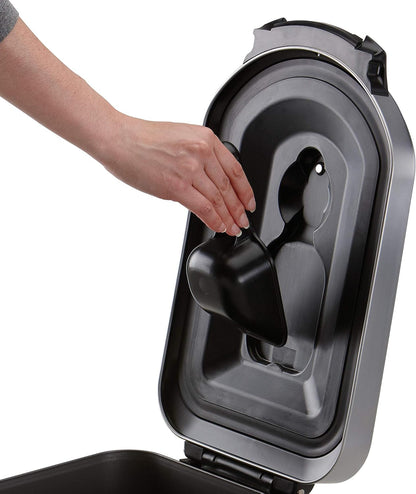 35 Liter, 40 lb / 18.1 kg X-Large Pet Food Storage Container for Dog Food, Cat Food, and Bird Feed, Brushed Stainless Steel