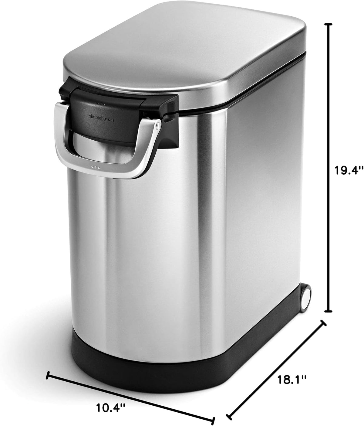 35 Liter, 40 lb / 18.1 kg X-Large Pet Food Storage Container for Dog Food, Cat Food, and Bird Feed, Brushed Stainless Steel