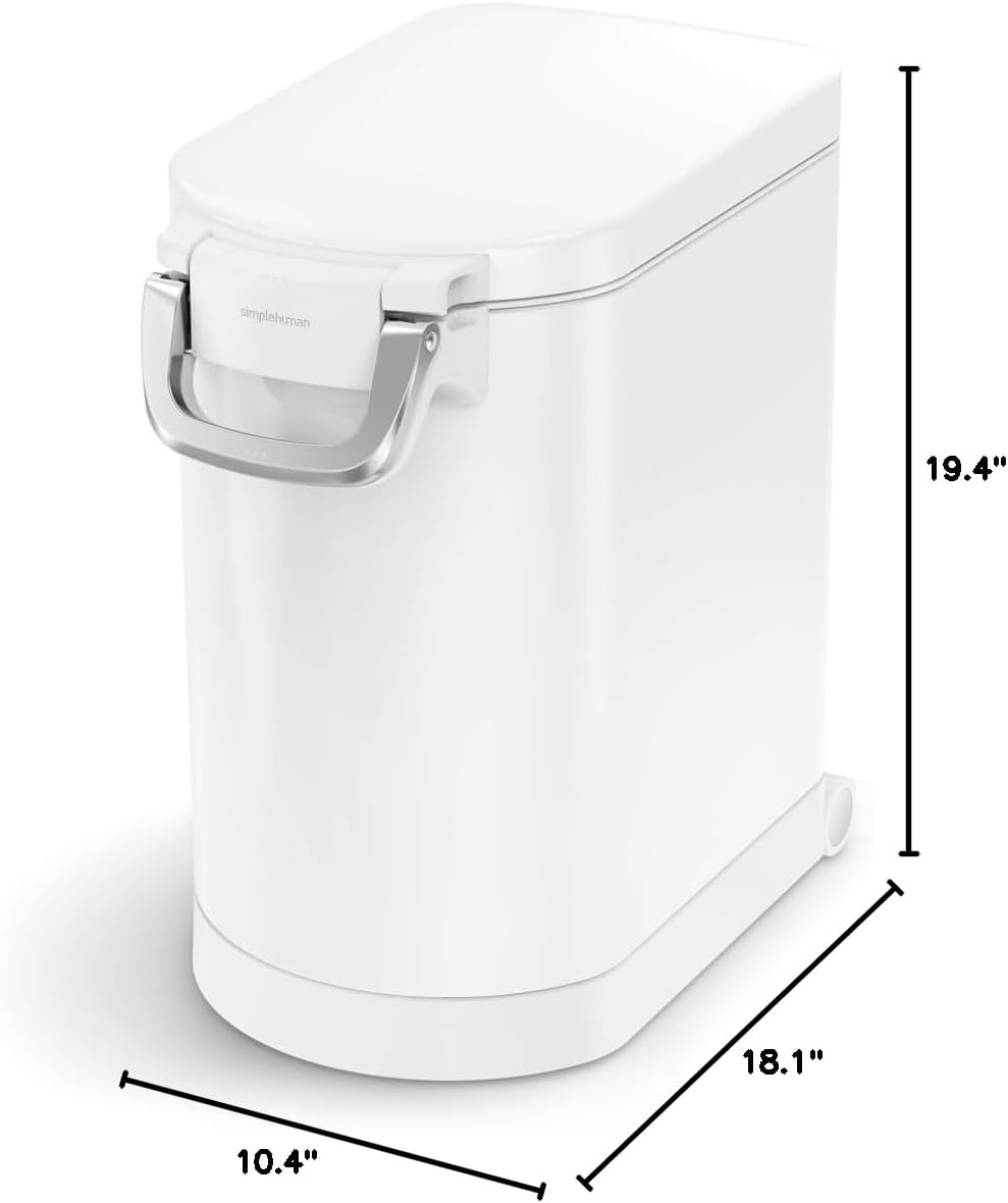 35 Liter, 40 lb / 18.1 kg X-Large Pet Food Storage Container for Dog Food, Cat Food, and Bird Feed, Brushed Stainless Steel