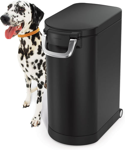 35 Liter, 40 lb / 18.1 kg X-Large Pet Food Storage Container for Dog Food, Cat Food, and Bird Feed, Brushed Stainless Steel