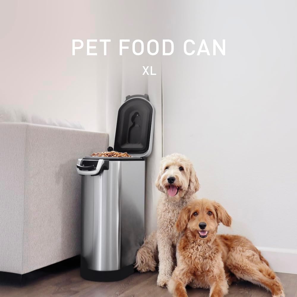 35 Liter, 40 lb / 18.1 kg X-Large Pet Food Storage Container for Dog Food, Cat Food, and Bird Feed, Brushed Stainless Steel