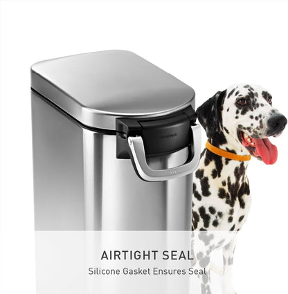 35 Liter, 40 lb / 18.1 kg X-Large Pet Food Storage Container for Dog Food, Cat Food, and Bird Feed, Brushed Stainless Steel