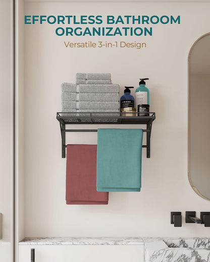 23" Pot Rack Wall Mounted, Pot Organizer with 2 Tier Hanging Rails