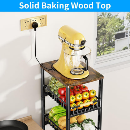3-Tier Rolling Pantry Cart with Wheels, Stackable Wire Storage Floor Organizer for Kitchen Pantry Snack Shelves, Fruit Basket Stand, Vegetable Storage Rack for Food Snacks Onion Potato