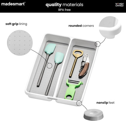 Classic 2 Compartment Compact Utensil Tray, White