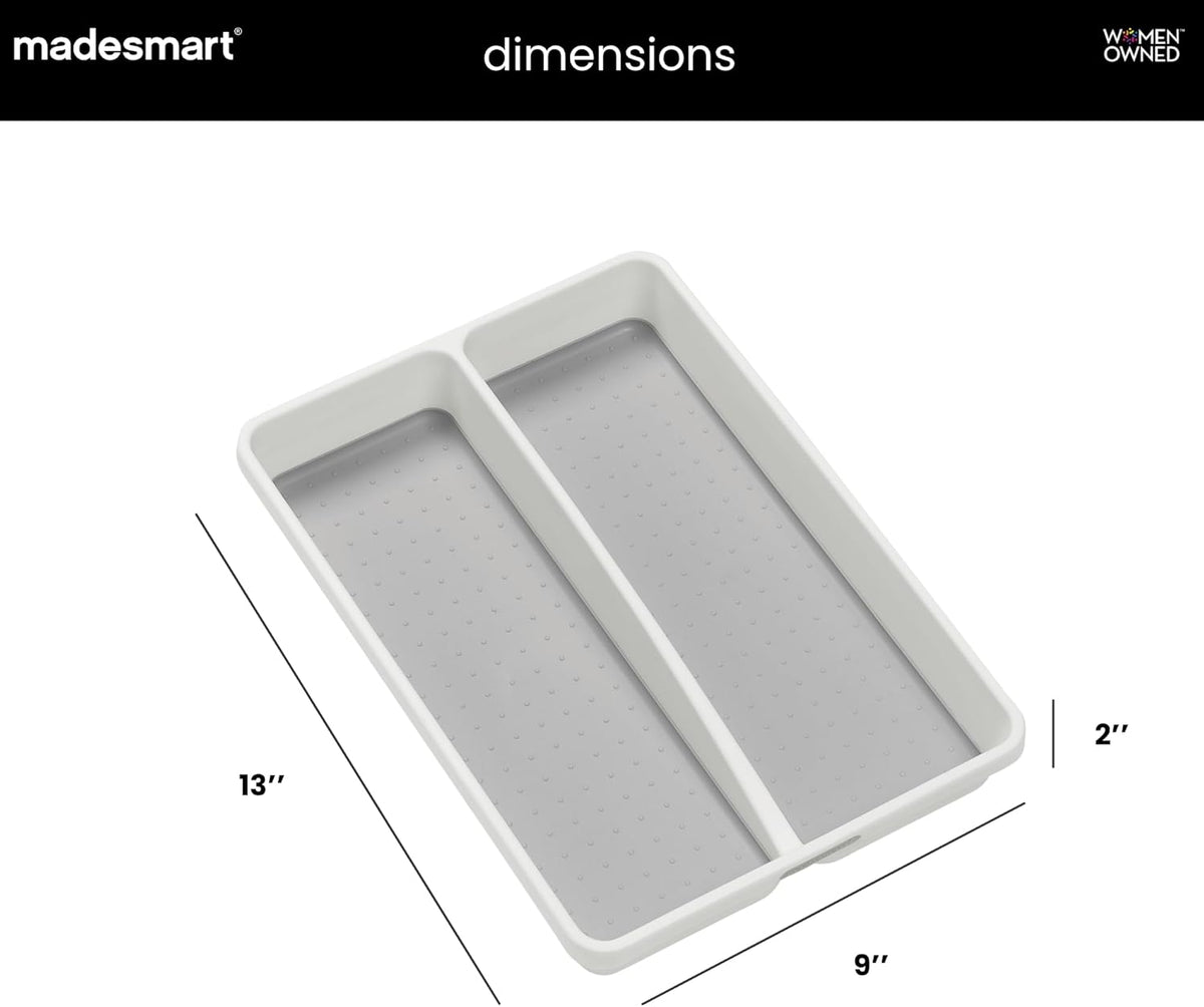 Classic 2 Compartment Compact Utensil Tray, White