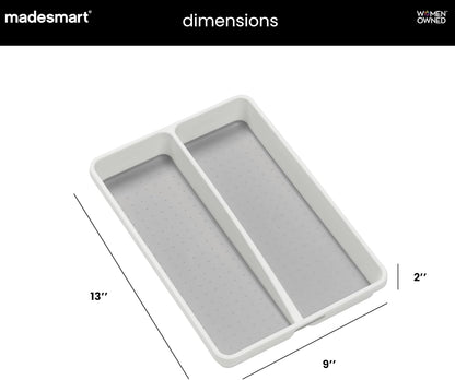 Classic 2 Compartment Compact Utensil Tray, White