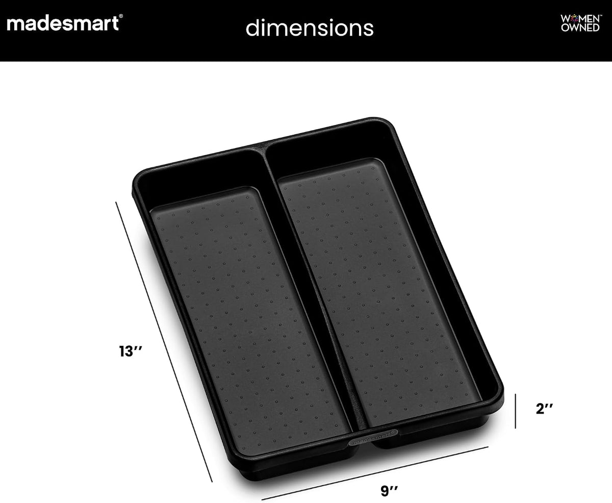 Classic 2 Compartment Compact Utensil Tray, White
