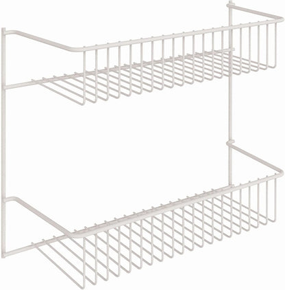 3-Tier Hanging Wall Mounted Metal Rack for Spices, Shelf Storage, Pantry Organization, Laundry, Kitchen, Bathroom, White, 8022