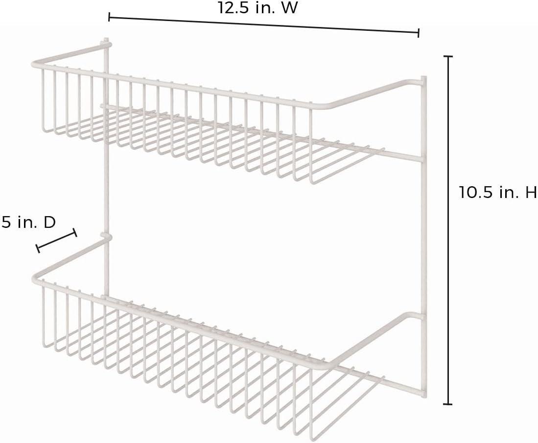 3-Tier Hanging Wall Mounted Metal Rack for Spices, Shelf Storage, Pantry Organization, Laundry, Kitchen, Bathroom, White, 8022