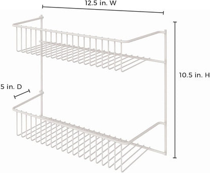 3-Tier Hanging Wall Mounted Metal Rack for Spices, Shelf Storage, Pantry Organization, Laundry, Kitchen, Bathroom, White, 8022