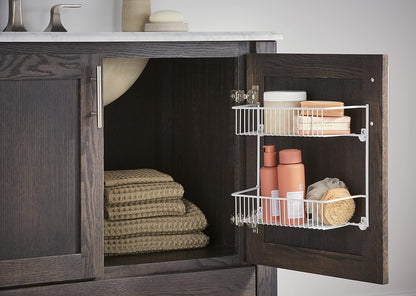 3-Tier Hanging Wall Mounted Metal Rack for Spices, Shelf Storage, Pantry Organization, Laundry, Kitchen, Bathroom, White, 8022