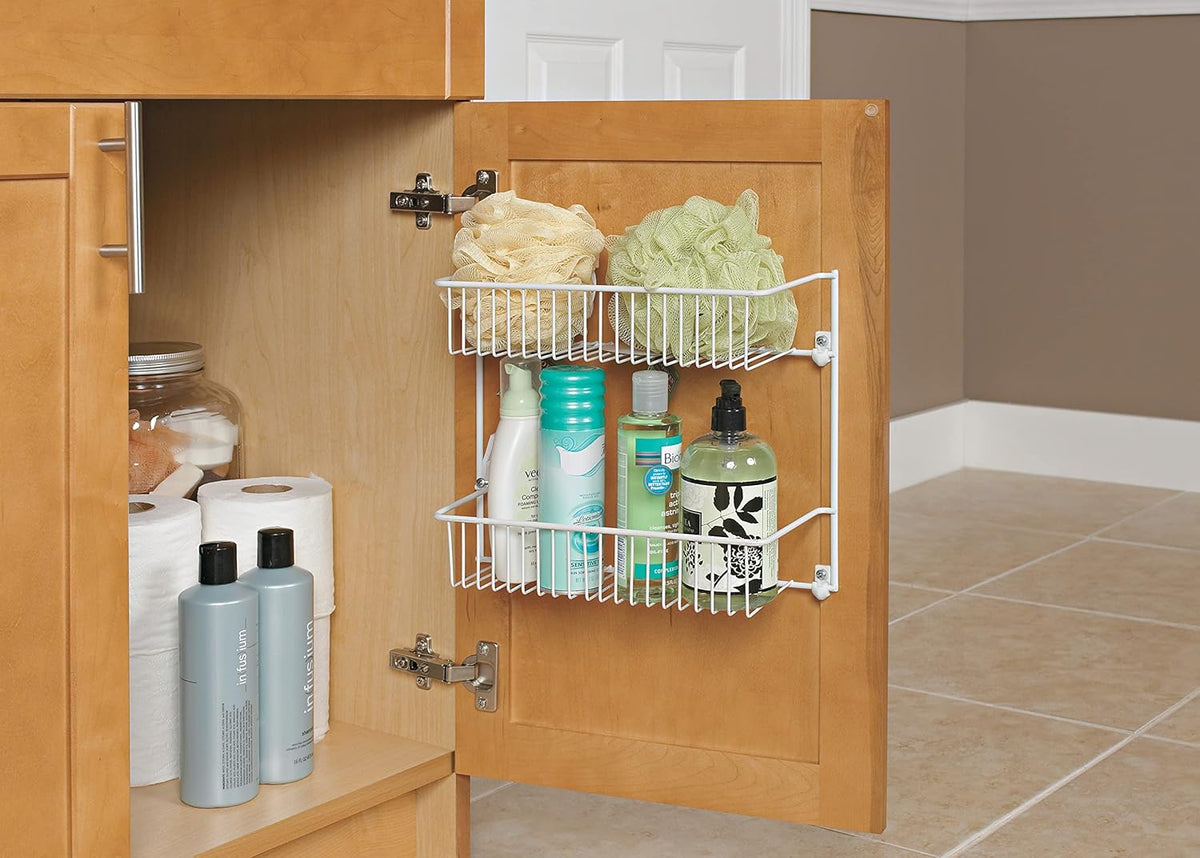 3-Tier Hanging Wall Mounted Metal Rack for Spices, Shelf Storage, Pantry Organization, Laundry, Kitchen, Bathroom, White, 8022