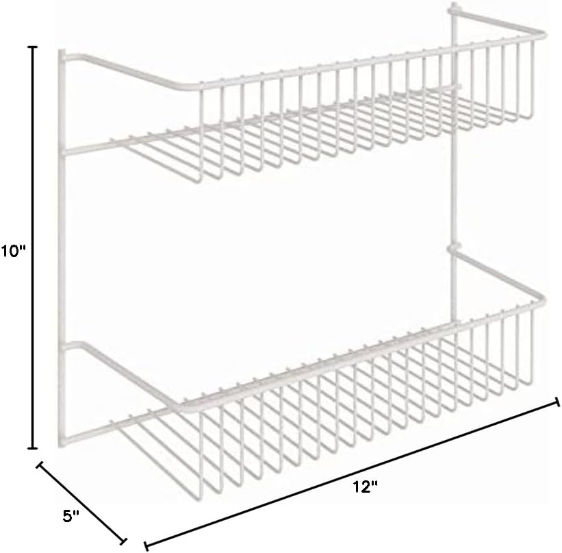 3-Tier Hanging Wall Mounted Metal Rack for Spices, Shelf Storage, Pantry Organization, Laundry, Kitchen, Bathroom, White, 8022