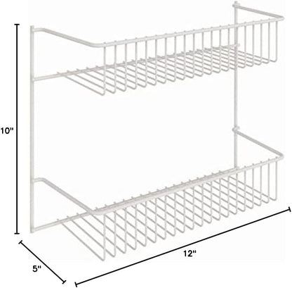 3-Tier Hanging Wall Mounted Metal Rack for Spices, Shelf Storage, Pantry Organization, Laundry, Kitchen, Bathroom, White, 8022