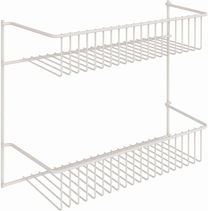 3-Tier Hanging Wall Mounted Metal Rack for Spices, Shelf Storage, Pantry Organization, Laundry, Kitchen, Bathroom, White, 8022