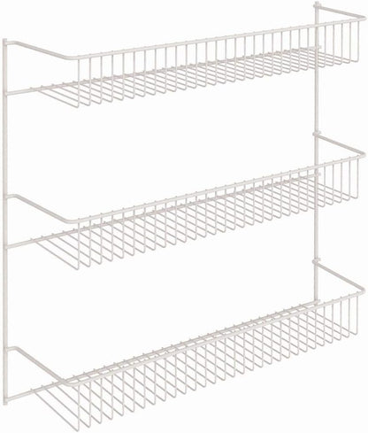 3-Tier Hanging Wall Mounted Metal Rack for Spices, Shelf Storage, Pantry Organization, Laundry, Kitchen, Bathroom, White, 8022