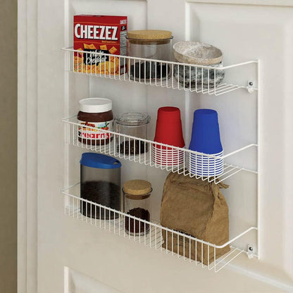 3-Tier Hanging Wall Mounted Metal Rack for Spices, Shelf Storage, Pantry Organization, Laundry, Kitchen, Bathroom, White, 8022