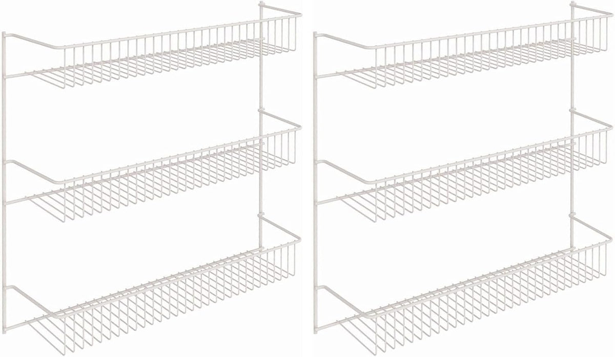 3-Tier Hanging Wall Mounted Metal Rack for Spices, Shelf Storage, Pantry Organization, Laundry, Kitchen, Bathroom, White, 8022