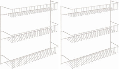 3-Tier Hanging Wall Mounted Metal Rack for Spices, Shelf Storage, Pantry Organization, Laundry, Kitchen, Bathroom, White, 8022