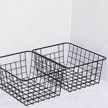 14" Upright Freezer Storage Baskets, White Wire Storage Bins Large Bakset for Freezer, Pantry, Bathroom Organizing, Set of 4