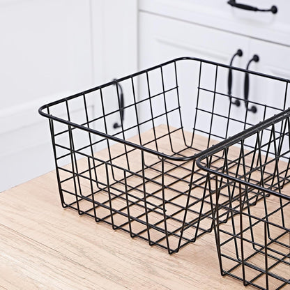 14" Upright Freezer Storage Baskets, White Wire Storage Bins Large Bakset for Freezer, Pantry, Bathroom Organizing, Set of 4