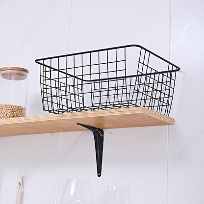 14" Upright Freezer Storage Baskets, White Wire Storage Bins Large Bakset for Freezer, Pantry, Bathroom Organizing, Set of 4