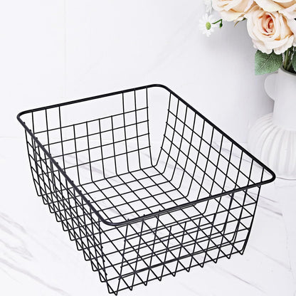 14" Upright Freezer Storage Baskets, White Wire Storage Bins Large Bakset for Freezer, Pantry, Bathroom Organizing, Set of 4