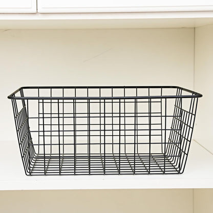 14" Upright Freezer Storage Baskets, White Wire Storage Bins Large Bakset for Freezer, Pantry, Bathroom Organizing, Set of 4