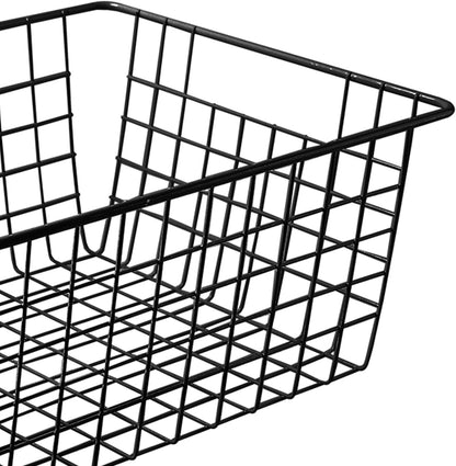 14" Upright Freezer Storage Baskets, White Wire Storage Bins Large Bakset for Freezer, Pantry, Bathroom Organizing, Set of 4