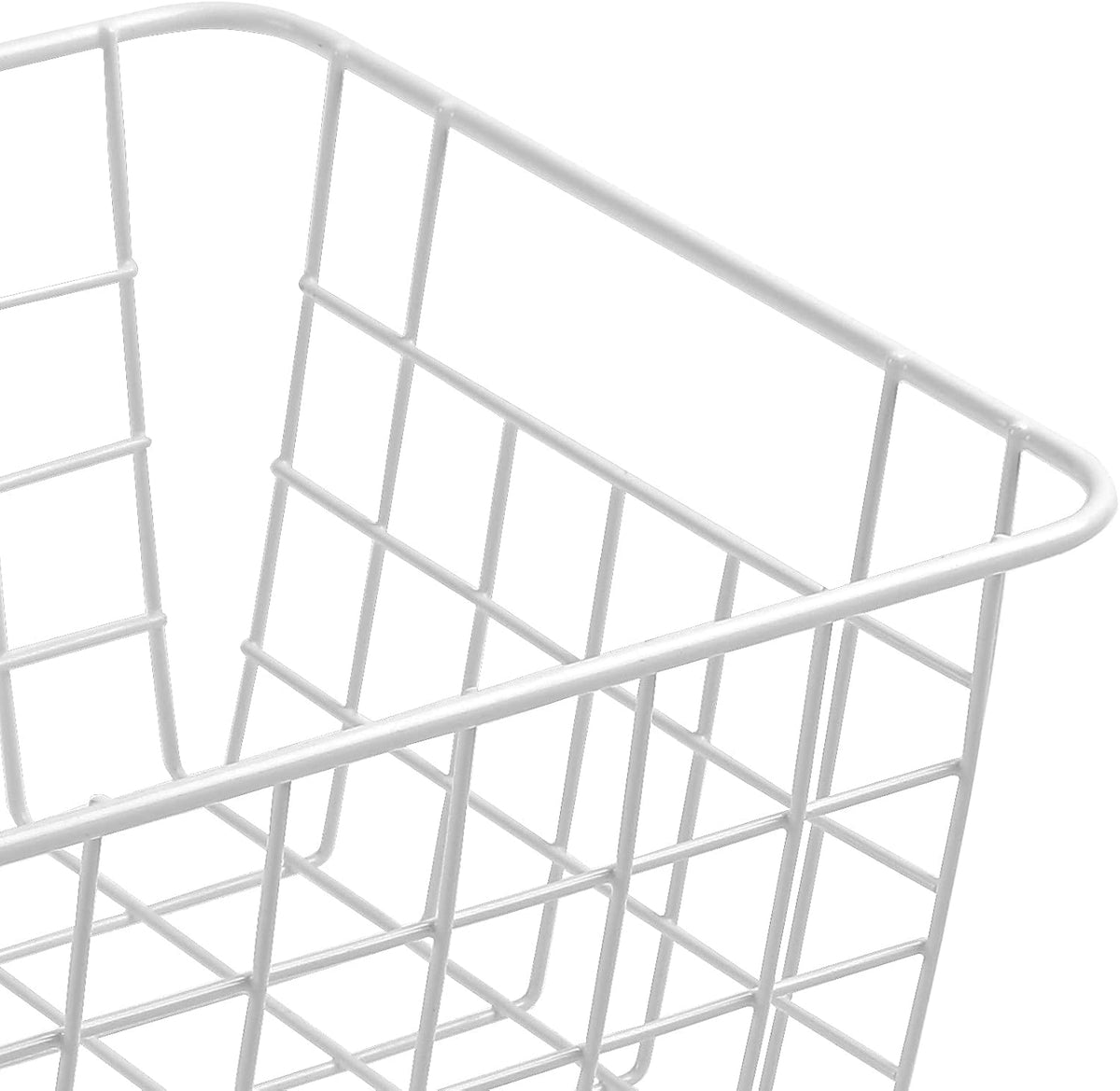 14" Upright Freezer Storage Baskets, White Wire Storage Bins Large Bakset for Freezer, Pantry, Bathroom Organizing, Set of 4