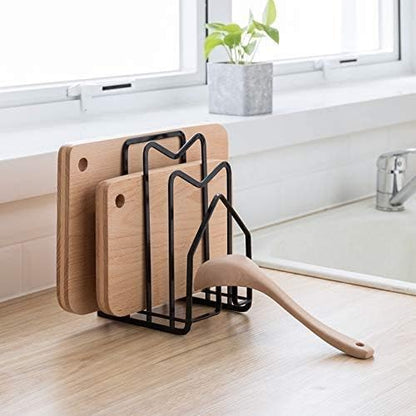 Pot Lid Organizer Cutting Board Holder Inside Cabinet 304 Stainless Steel Pot and Pan Organizer Under Cabinet Cookie Sheet Bakeware Serving Tray Cooling Rack Stand Kitchen Countertop Matte Gold