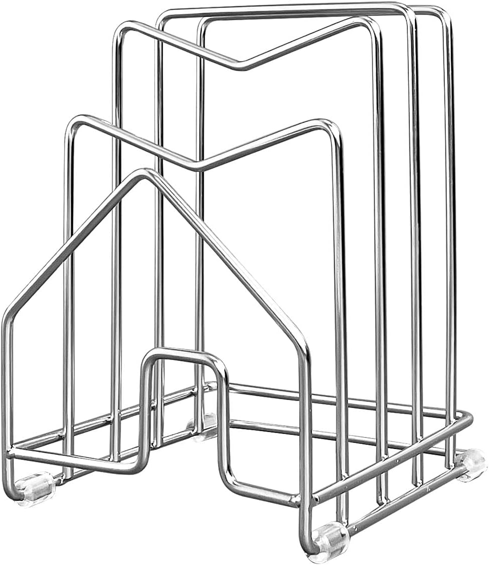 Pot Lid Organizer Cutting Board Holder Inside Cabinet 304 Stainless Steel Pot and Pan Organizer Under Cabinet Cookie Sheet Bakeware Serving Tray Cooling Rack Stand Kitchen Countertop Matte Gold