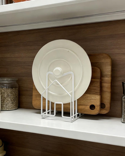 Pot Lid Organizer Cutting Board Holder Inside Cabinet 304 Stainless Steel Pot and Pan Organizer Under Cabinet Cookie Sheet Bakeware Serving Tray Cooling Rack Stand Kitchen Countertop Matte Gold