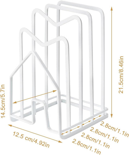 Pot Lid Organizer Cutting Board Holder Inside Cabinet 304 Stainless Steel Pot and Pan Organizer Under Cabinet Cookie Sheet Bakeware Serving Tray Cooling Rack Stand Kitchen Countertop Matte Gold