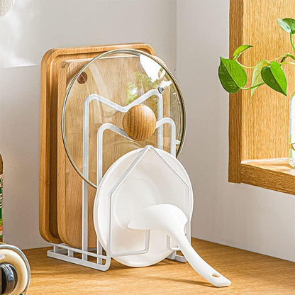 Pot Lid Organizer Cutting Board Holder Inside Cabinet 304 Stainless Steel Pot and Pan Organizer Under Cabinet Cookie Sheet Bakeware Serving Tray Cooling Rack Stand Kitchen Countertop Matte Gold
