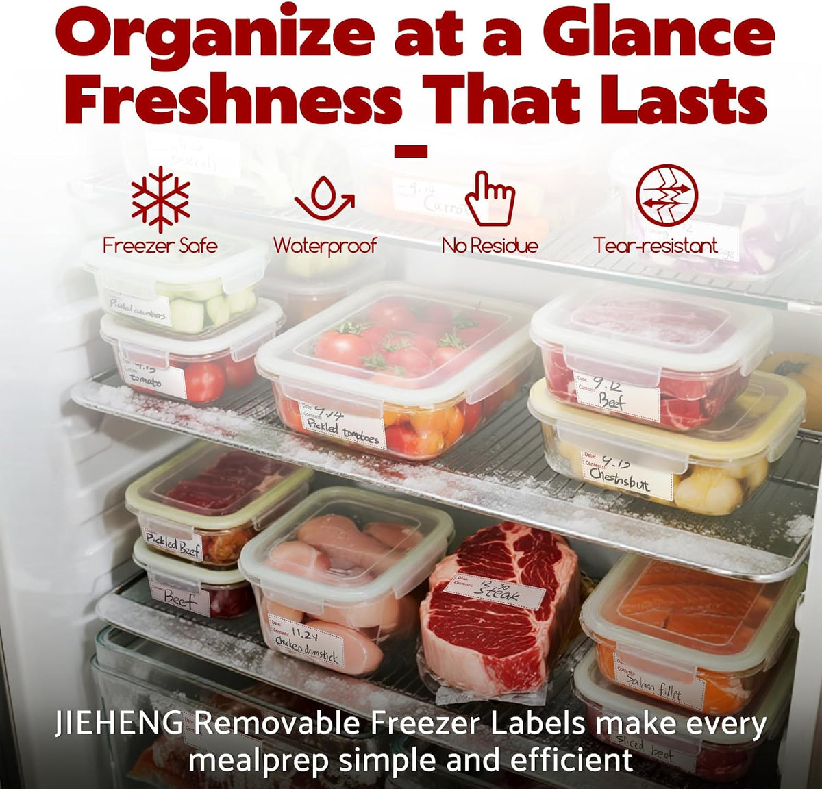 350Pcs Removable Freezer Labels for Food Storage,1x3 inch Easy Peel Off Labels with 2 Colors(350)