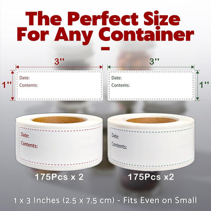 350Pcs Removable Freezer Labels for Food Storage,1x3 inch Easy Peel Off Labels with 2 Colors(350)