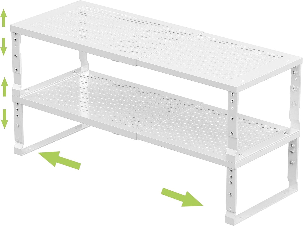 Jojocross Expandable Adjustable Stackable Kitchen Organizer, Spice Rack,Metal Pantry Storage Shelves Racks,Counter Shelf for Cabinets, Countertop, Cupboard (Large/Black)