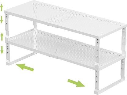 Jojocross Expandable Adjustable Stackable Kitchen Organizer, Spice Rack,Metal Pantry Storage Shelves Racks,Counter Shelf for Cabinets, Countertop, Cupboard (Large/Black)
