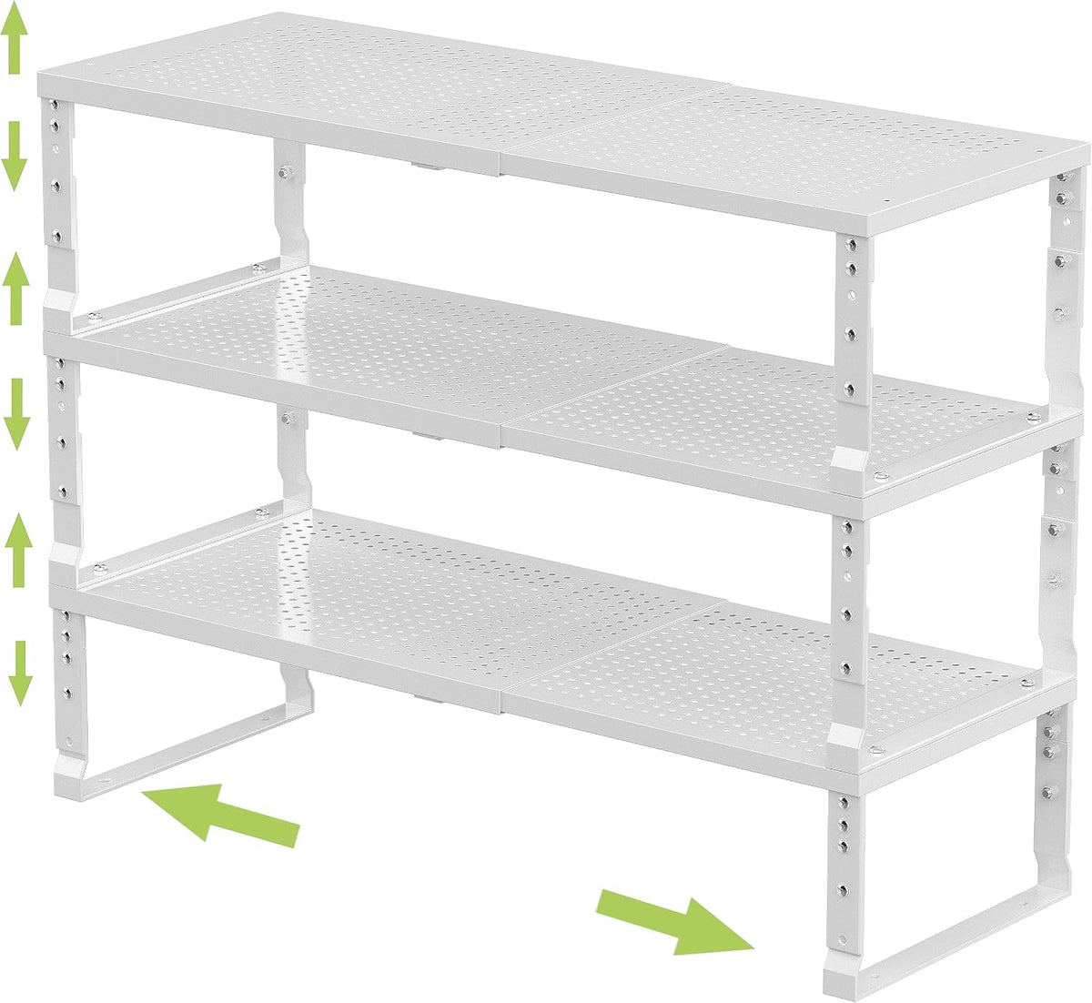 Jojocross Expandable Adjustable Stackable Kitchen Organizer, Spice Rack,Metal Pantry Storage Shelves Racks,Counter Shelf for Cabinets, Countertop, Cupboard (Large/Black)