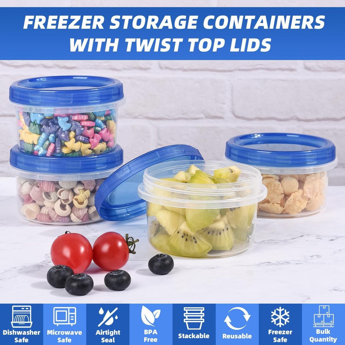 Salad Dressing Containers, [8 Pack*2 oz] Reusable Easy to Open Dressing, Condiment, Sauce, Dip Containers to Go With Leak-Proof Twist Top Lids, Bpa Free, Safe For Microwave, Freezer, Dishwasher