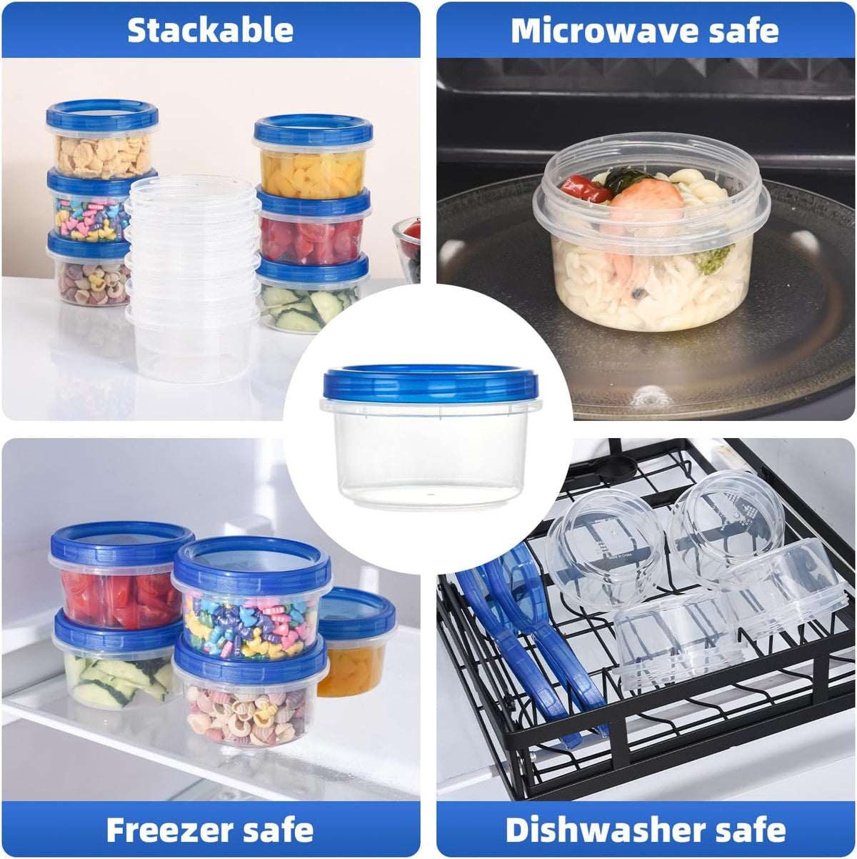 Salad Dressing Containers, [8 Pack*2 oz] Reusable Easy to Open Dressing, Condiment, Sauce, Dip Containers to Go With Leak-Proof Twist Top Lids, Bpa Free, Safe For Microwave, Freezer, Dishwasher