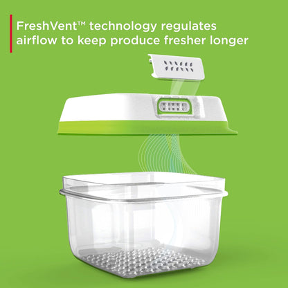 FreshWorks Produce Saver, Medium and Large Storage Containers, 8-Piece Set, Set of 4, Med & Lg, Clear