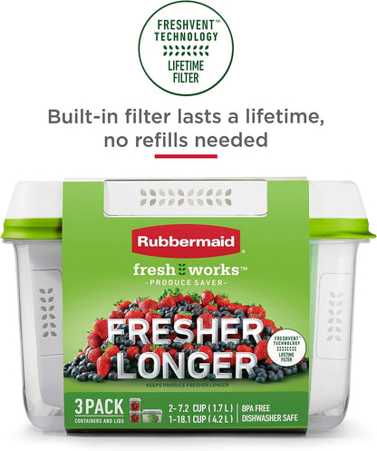 FreshWorks Produce Saver, Medium and Large Storage Containers, 8-Piece Set, Set of 4, Med & Lg, Clear