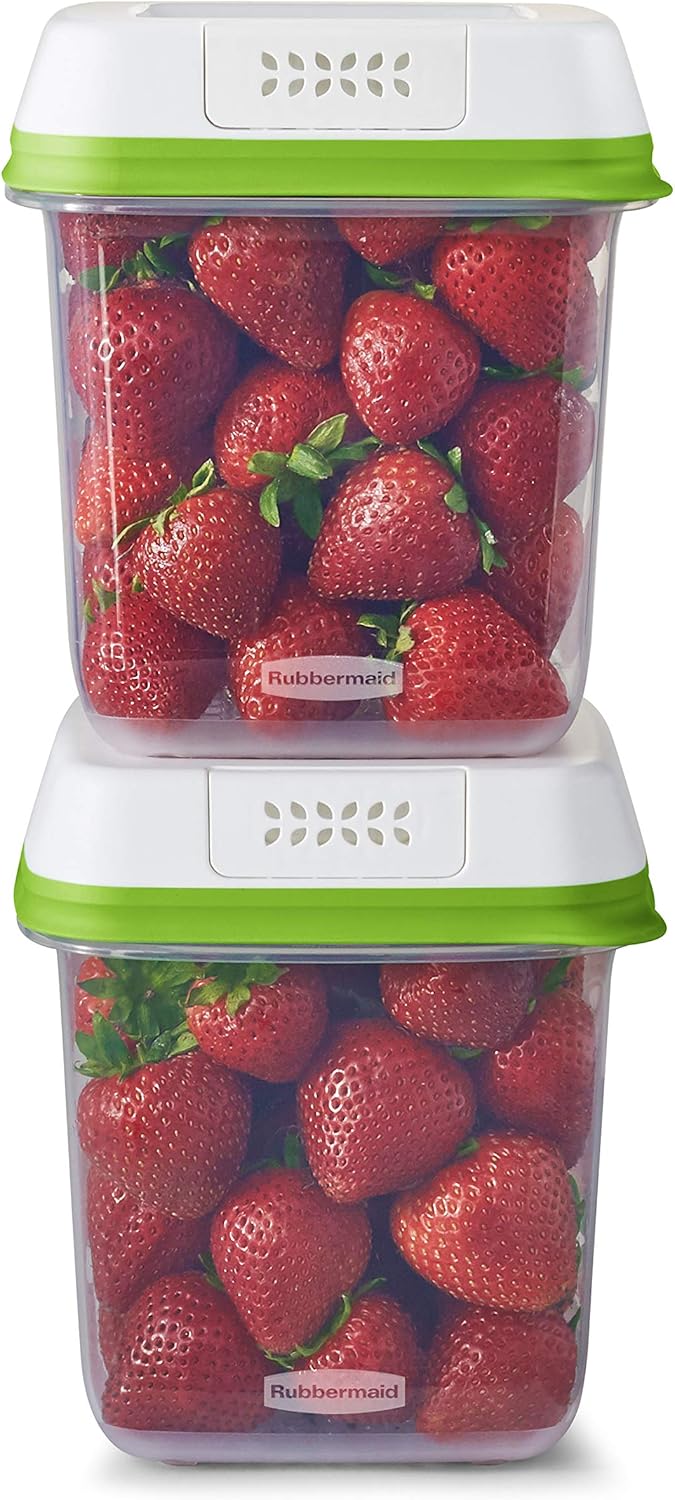FreshWorks Produce Saver, Medium and Large Storage Containers, 8-Piece Set, Set of 4, Med & Lg, Clear