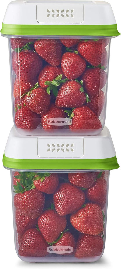 FreshWorks Produce Saver, Medium and Large Storage Containers, 8-Piece Set, Set of 4, Med & Lg, Clear