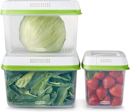 FreshWorks Produce Saver, Medium and Large Storage Containers, 8-Piece Set, Set of 4, Med & Lg, Clear